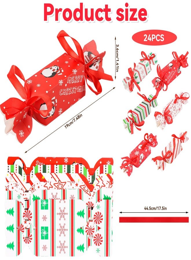 STEFORD Christmas Candy Paper Gift Boxes, 24PCS Christmas Candy Gift Treat Bags with Red Ribbon for Xmas Party Supplies - Image 3